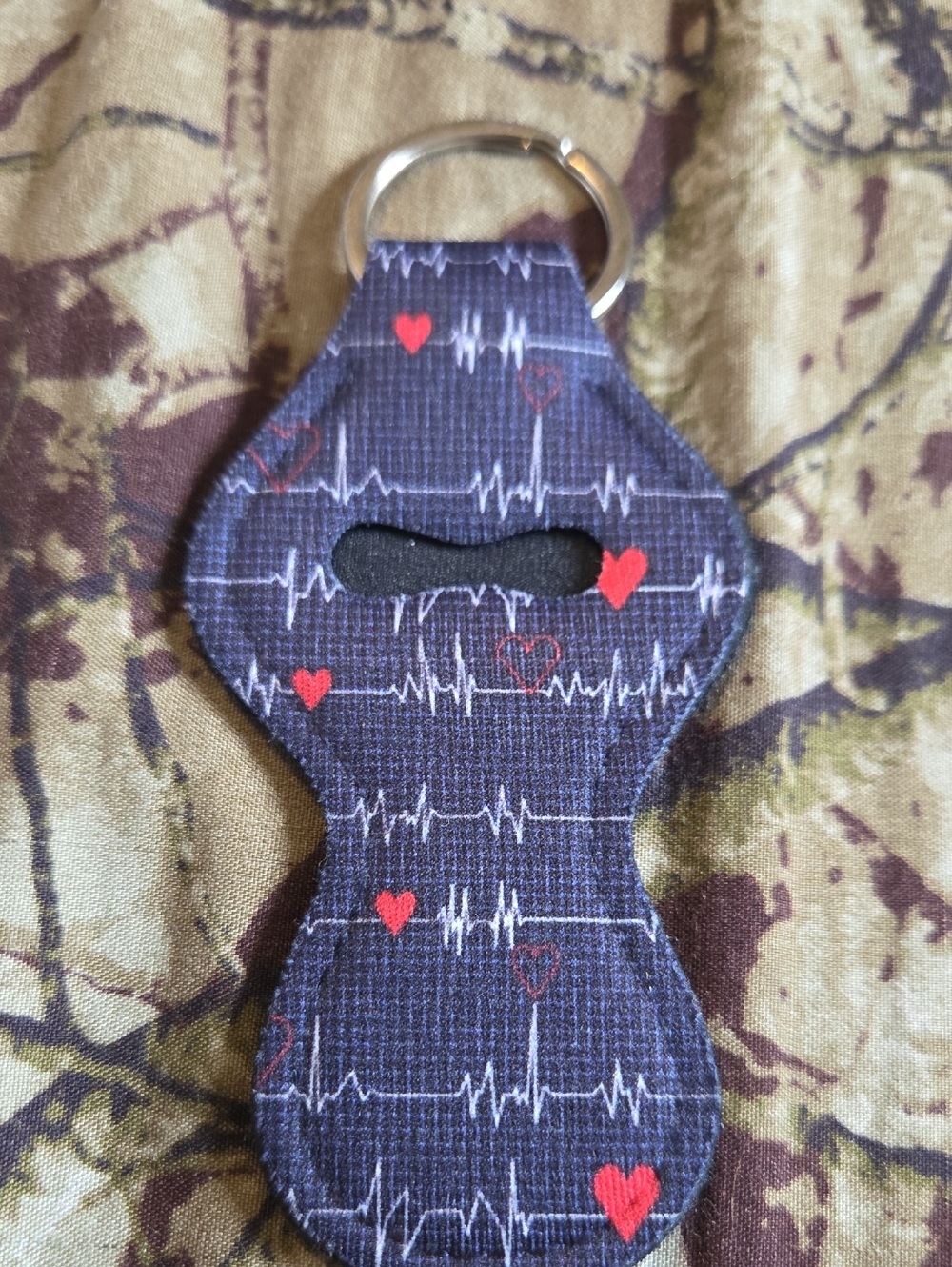 🩷3 For $10🩷Heartbeat Lip Balm/keychain Holder - Navy with Red Hearts